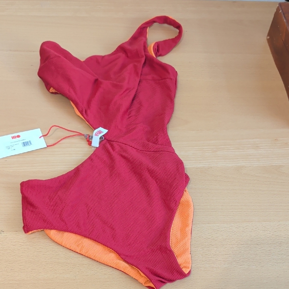 SOLID & STRIPED Red and Orange One-Piece Swimsuit